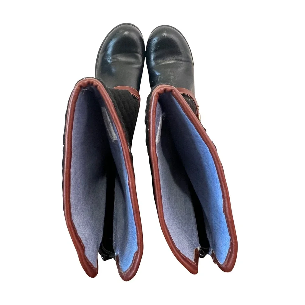 Tommy Hilfiger Girls Andrea Equine Riding‎ Boots Black Cognac Brown Size 3 PM-42